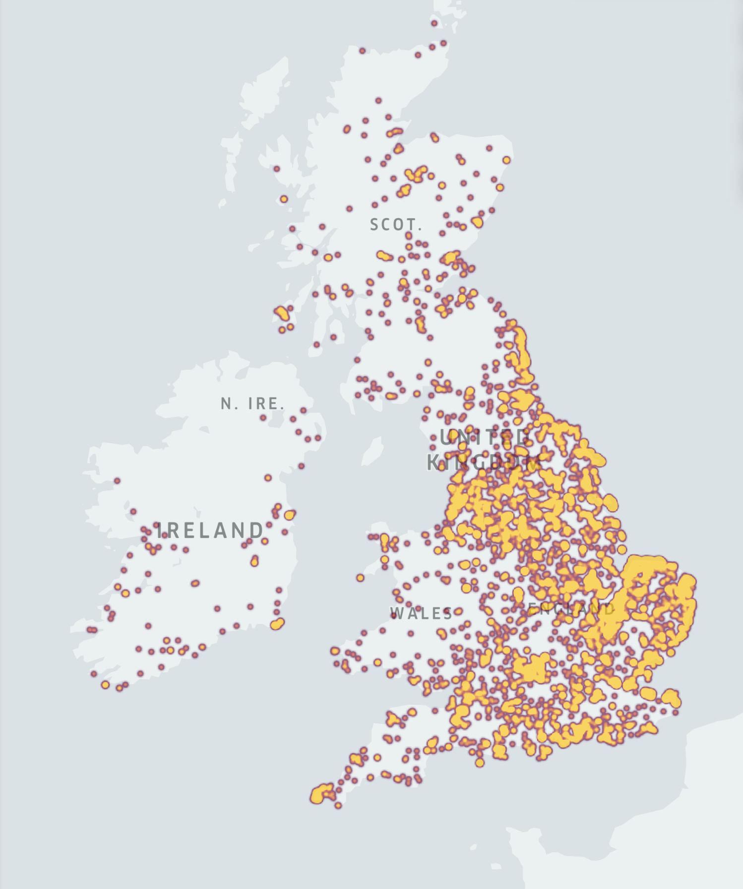 Heat Map showing Barn Owl sightings